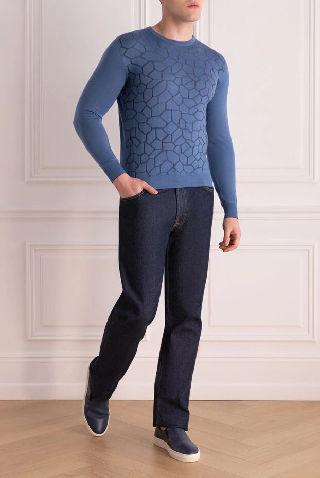 Stefano Ricci темно-синие джинсы с контрастной строчкой с логотипом на кармане 164118 - фото 2