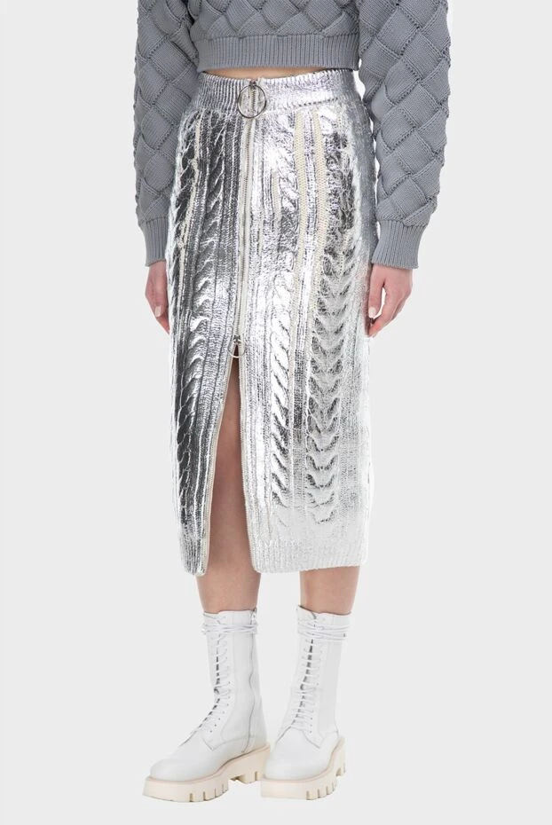 Balmain юбка из шерсти и лиоцела серая женская 164142 - фото 3