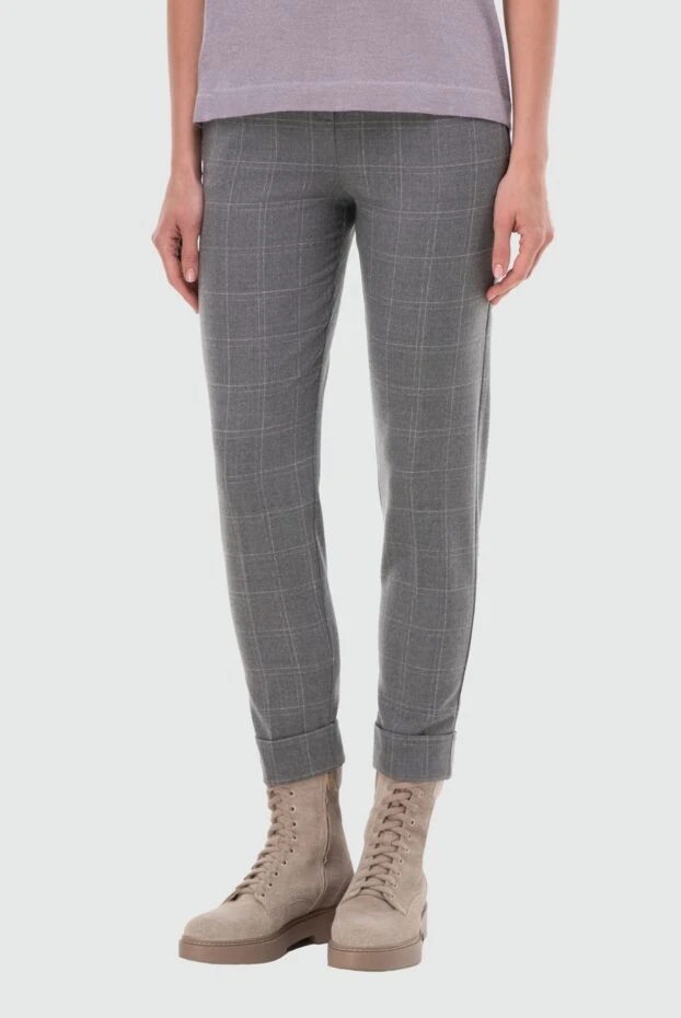 D.Exterior штаны женские в клетчатый узор с поясом серые 164165 - фото 3