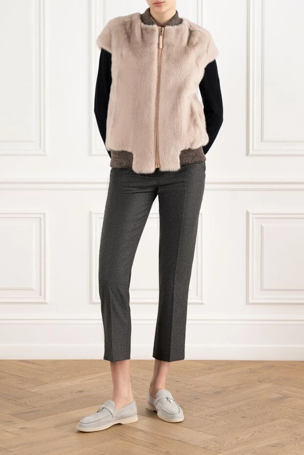 Antonio Arnesano женский пепельно- розовый жилет из меха норки 164226 - фото 2