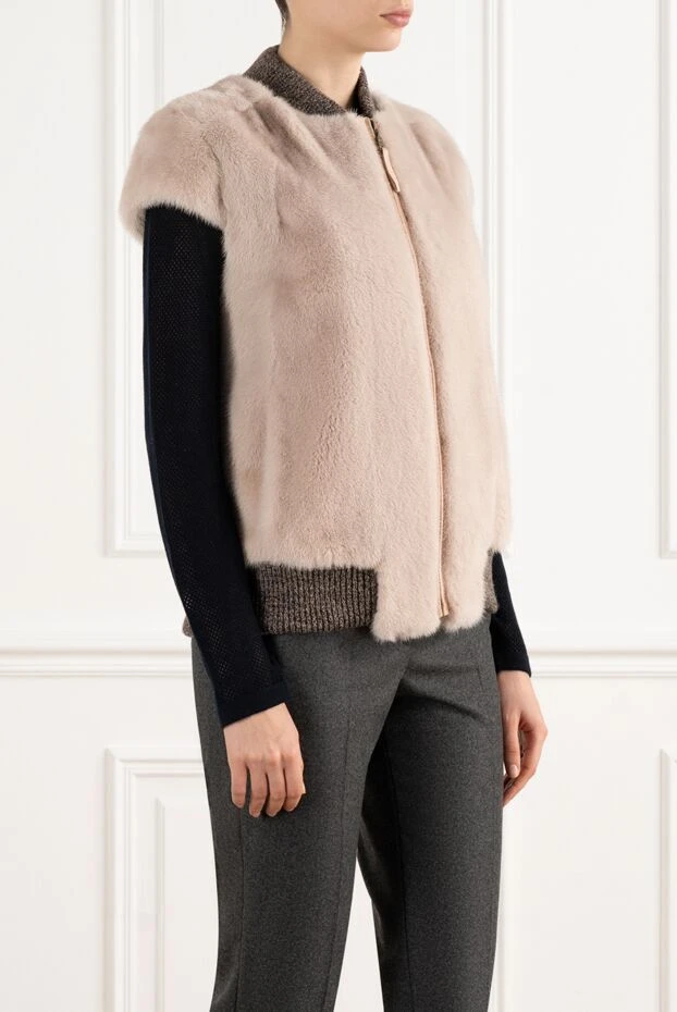 Antonio Arnesano женский пепельно- розовый жилет из меха норки 164226 - фото 3