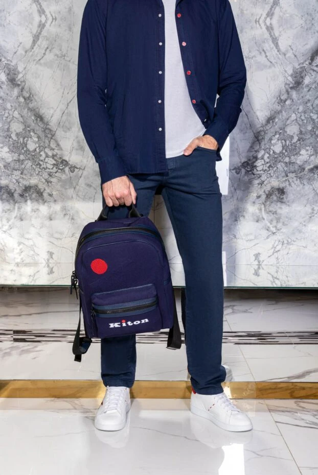 Kiton аздап жуылған әсері бар ерлер қара көк джинсы 164252 - фото 2