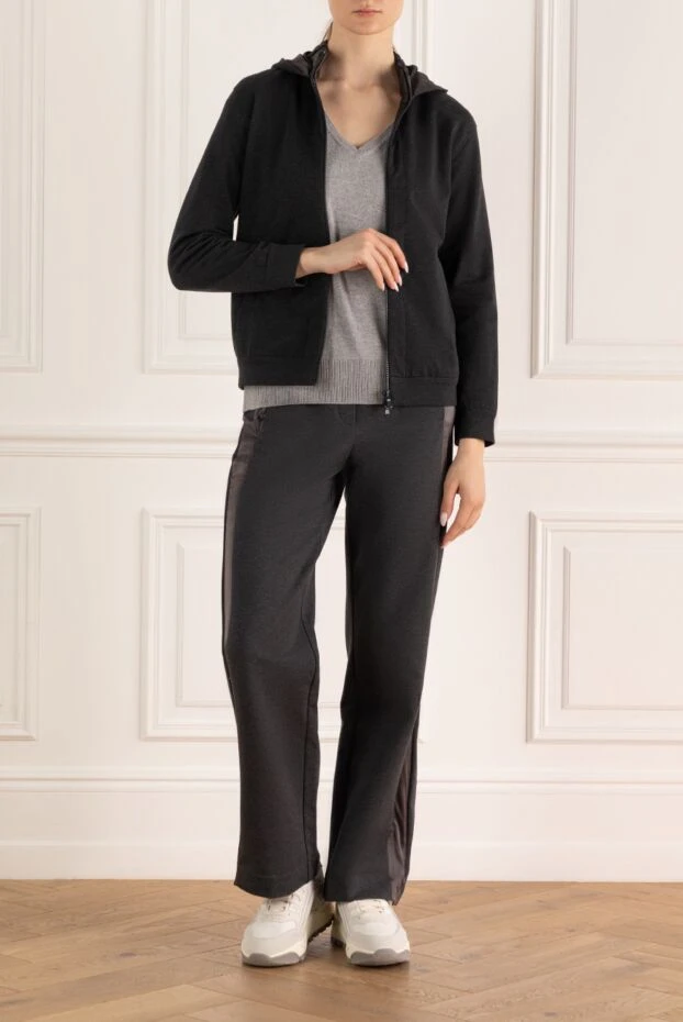 Brunello Cucinelli худи из хлопка серая женское 164273 - фото 2