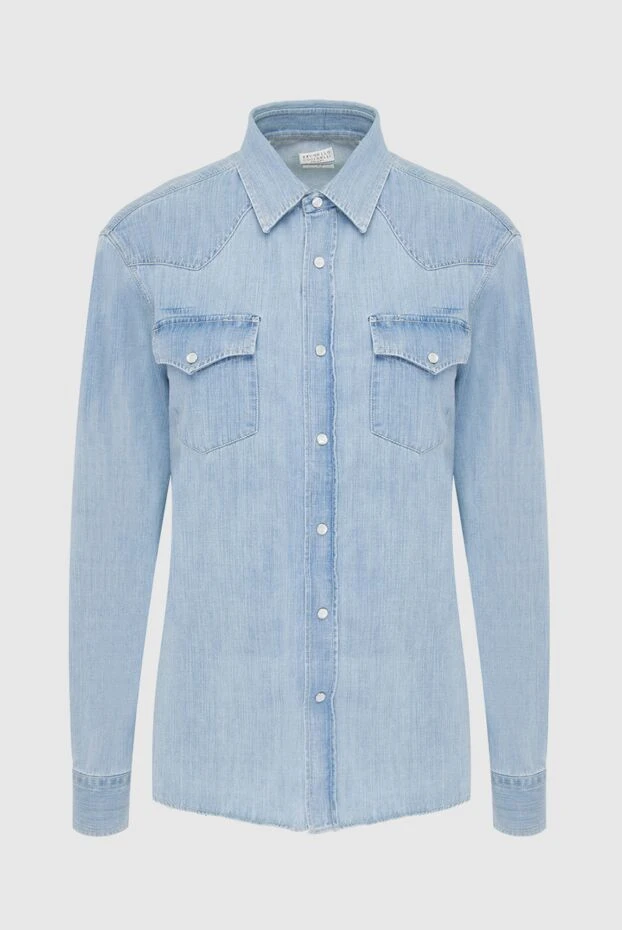 Мақтадан жасалған қалталары бар әйелдер блузкасы көк - фото 1