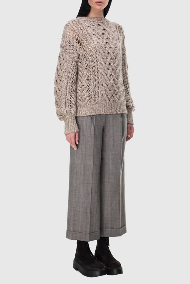 Brunello Cucinelli woman brown wool trousers for women купить с ценами и фото 164282 - photo 2