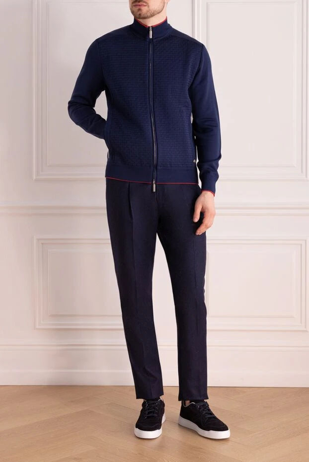 Blue wool pants for men - photo 2