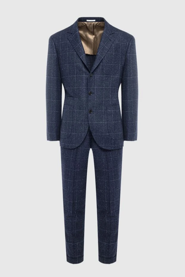 Brunello Cucinelli man men's suit made of wool and silk, blue купить с ценами и фото 164309 - photo 1