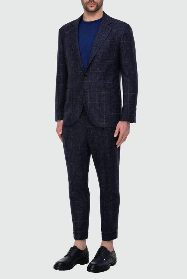 Brunello Cucinelli man men's suit made of wool and silk, blue купить с ценами и фото 164309 - photo 2