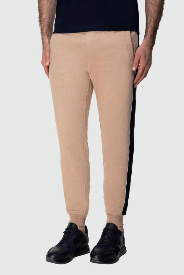 Brunello Cucinelli мақта мен эластаннан тігілген ерлер спорттық шалбары, бежевый 164311 - фото 3