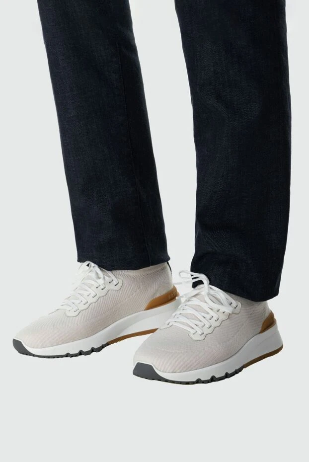 Brunello Cucinelli man white leather sneakers for men купить с ценами и фото 164314 - photo 2