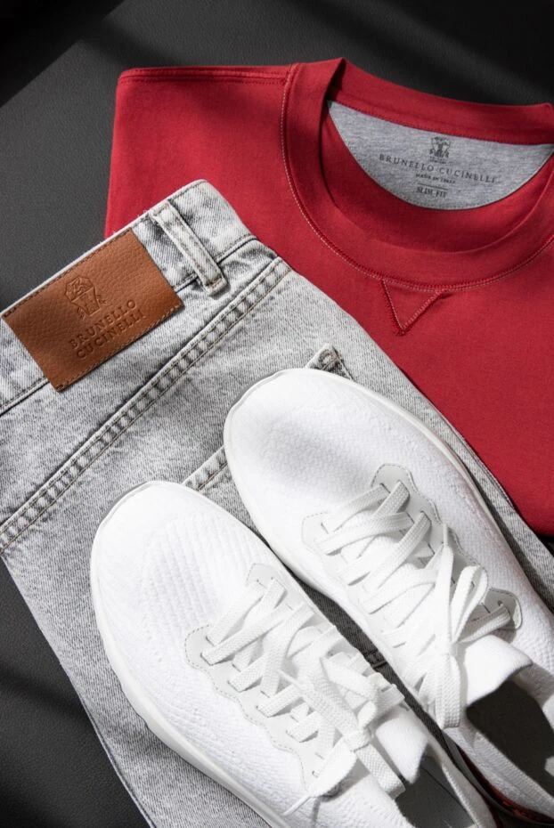 Brunello Cucinelli white leather sneakers for men 164314 - photo 2