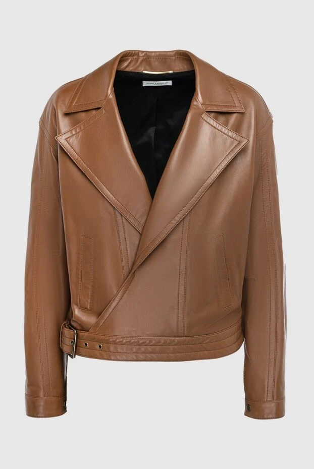 Saint Laurent woman women's brown leather jacket купить с ценами и фото 164362 - photo 1