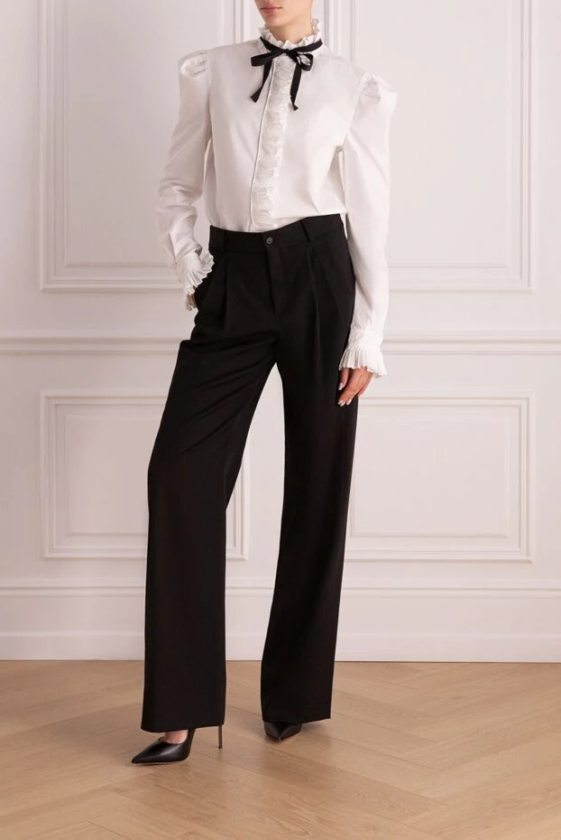 Saint Laurent woman black woolen trousers for women купить с ценами и фото 164368 - photo 2