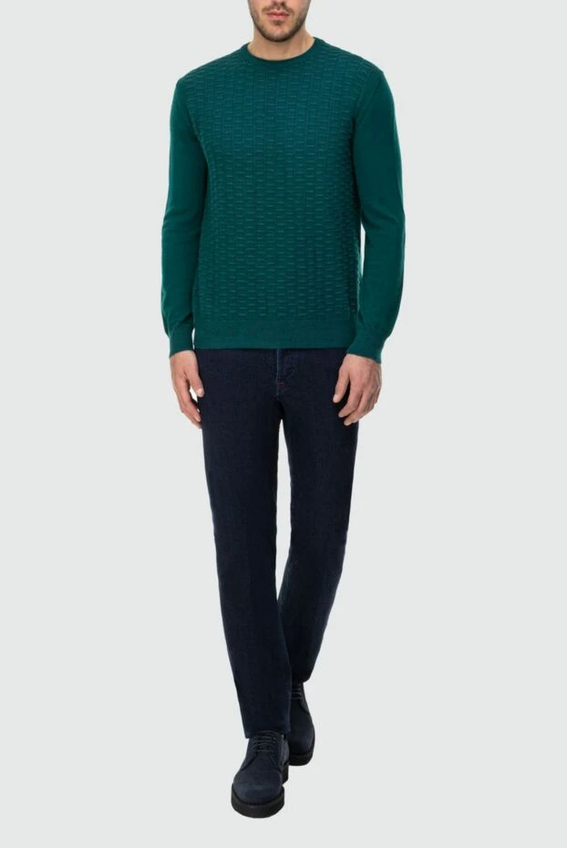 Cesare di Napoli man wool jumper green for men купить с ценами и фото 164386 - photo 2