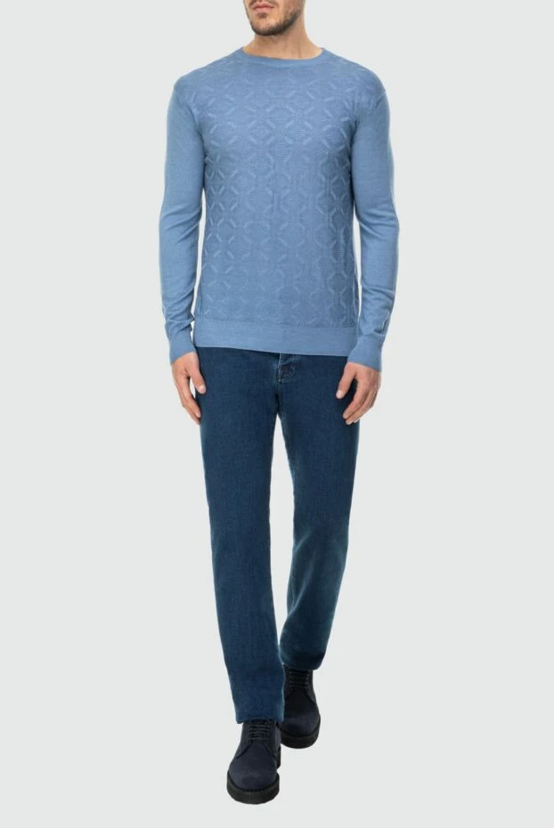 Cesare di Napoli man blue wool jumper for men купить с ценами и фото 164396 - photo 2