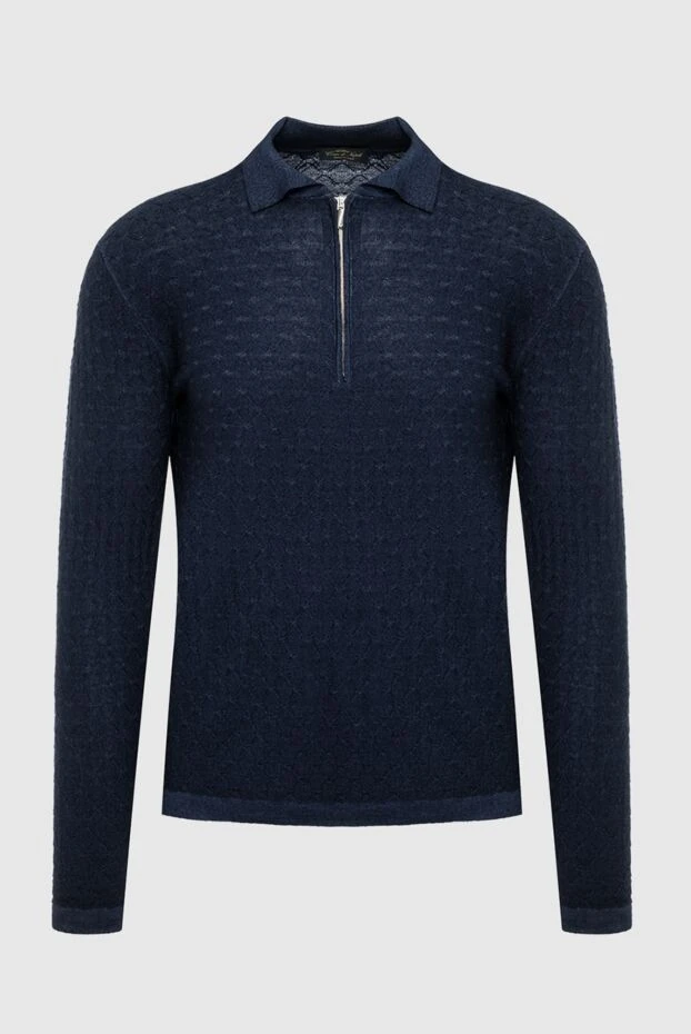 Cesare di Napoli man wool long sleeve polo blue for men купить с ценами и фото 164400 - photo 1