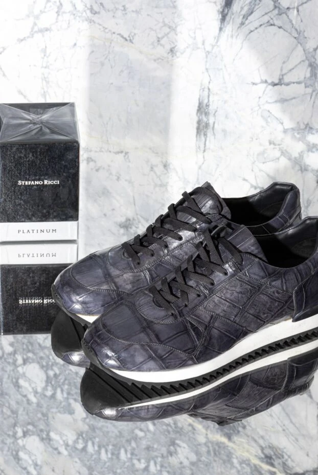 Cesare di Napoli крокодил былғарыдан жасалған контрастты қырлы табаны бар кроссовки
164458 - фото 2