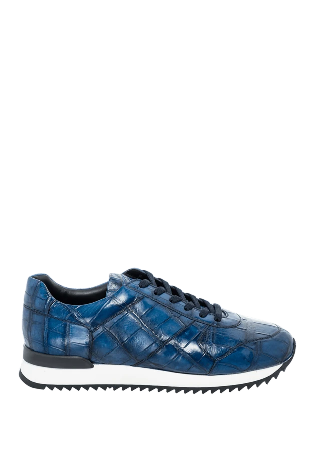 Cesare di Napoli man blue crocodile leather sneakers for men купить с ценами и фото 164459 - photo 1