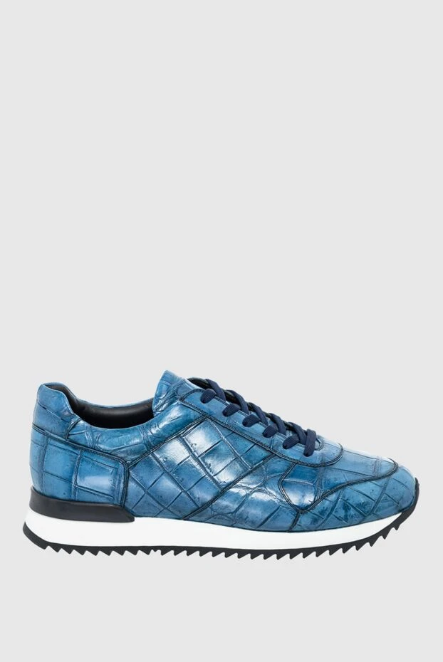 Cesare di Napoli man blue crocodile sneakers for men купить с ценами и фото 164460 - photo 1