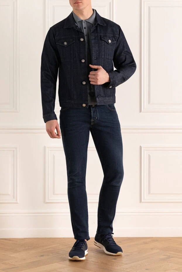 Billionaire man wool and elastane denim jacket blue for men купить с ценами и фото 164474 - photo 2