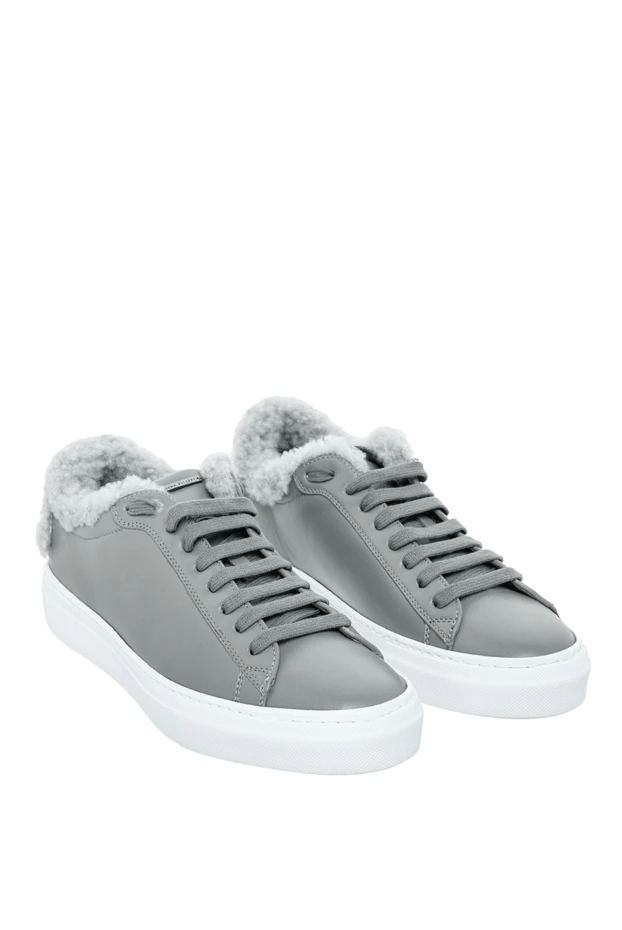 Fabiana Filippi woman gray leather and fur sneakers for women 164516 - photo 3