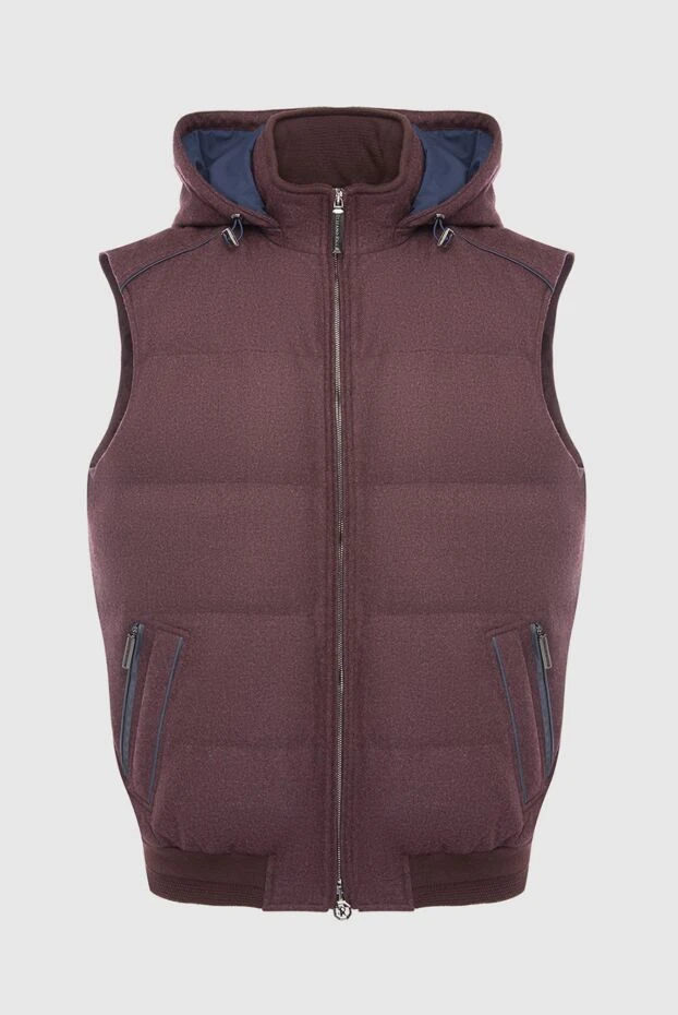 Ерлерге арналған бургундия жүнінен және кашемирден жасалған жилет - фото 1