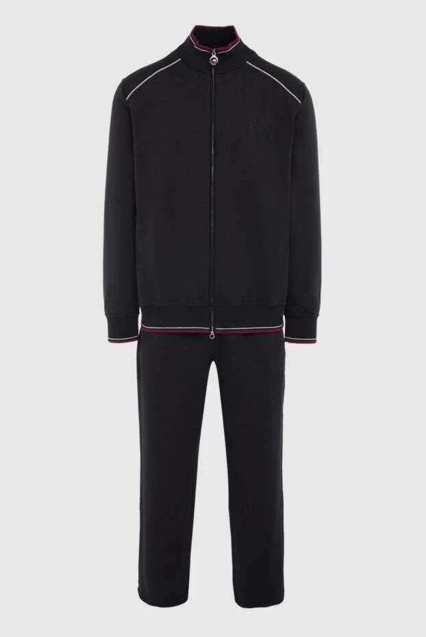 Костюм спортивный мужской из хлопка и эластана черный - фото 1