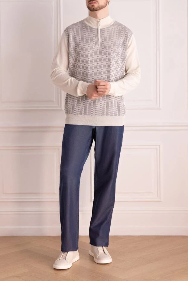 Stefano Ricci сүт түсті кашемир мен жібектен жасалған, өрнекті алдыңғы панелі бар troyer 164532 - фото 2