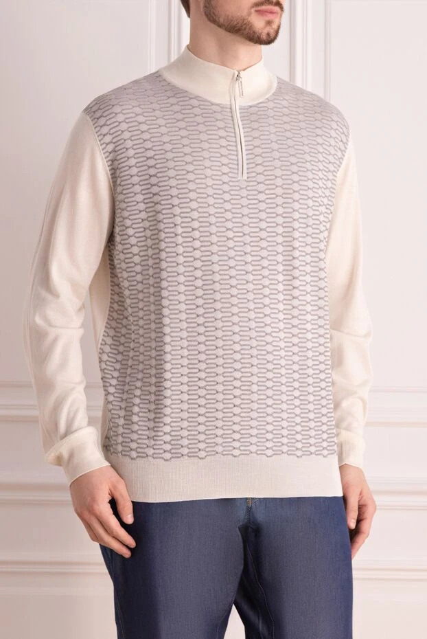 Stefano Ricci сүт түсті кашемир мен жібектен жасалған, өрнекті алдыңғы панелі бар troyer 164532 - фото 3