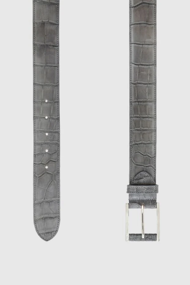 Cesare di Napoli рельефті сұр крокодил терісінен жасалған белдік ерлерге арналған 164552 - фото 3