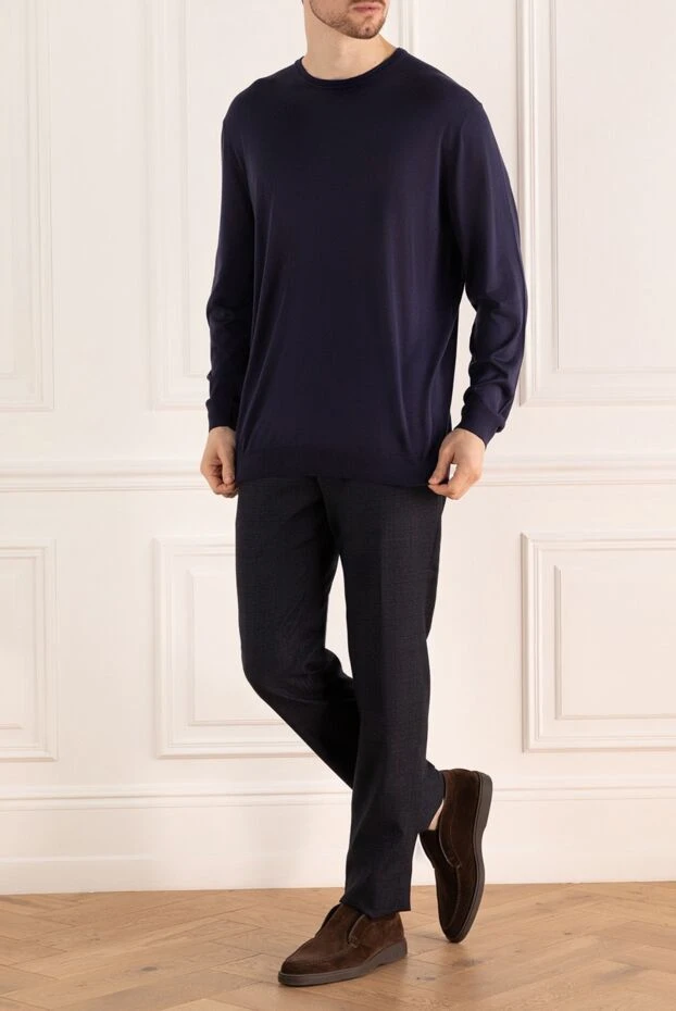 PT01 (Pantaloni Torino) man men's blue wool trousers купить с ценами и фото 164561 - photo 2