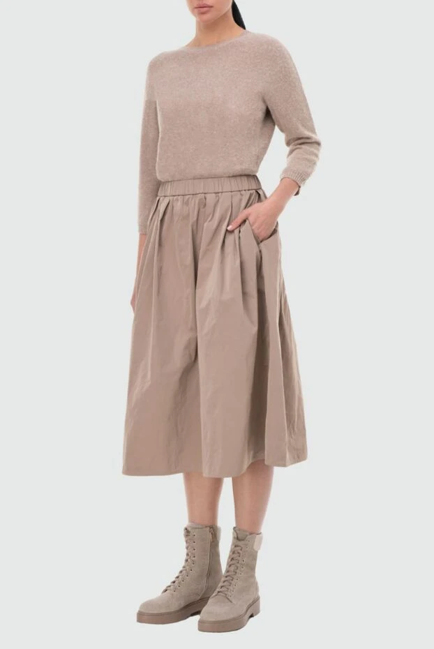 Peserico платье комбинированного дизайна коричневое женское 164597 - фото 3