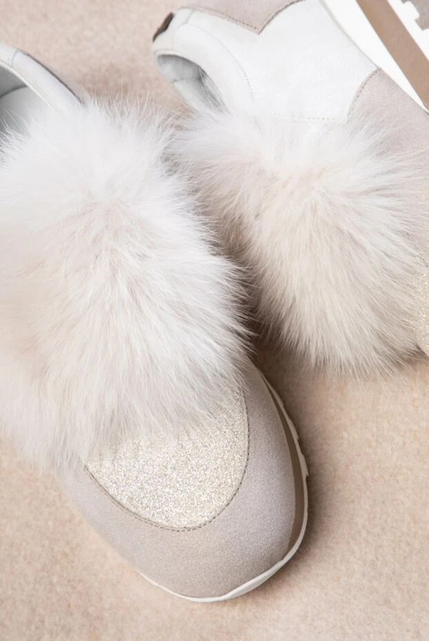 Peserico кроссовки женские с декоративным мехом бежевые 164609 - фото 2