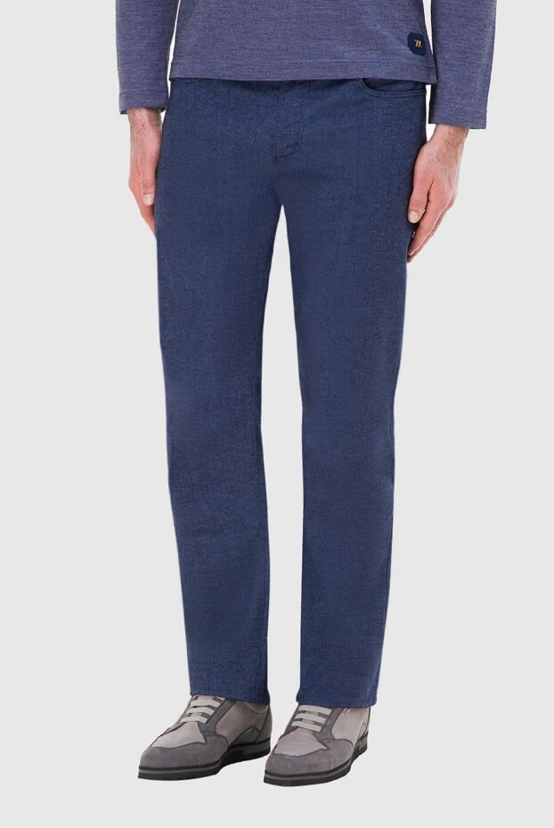 Zilli man blue cotton trousers for men купить с ценами и фото 164642 - photo 2