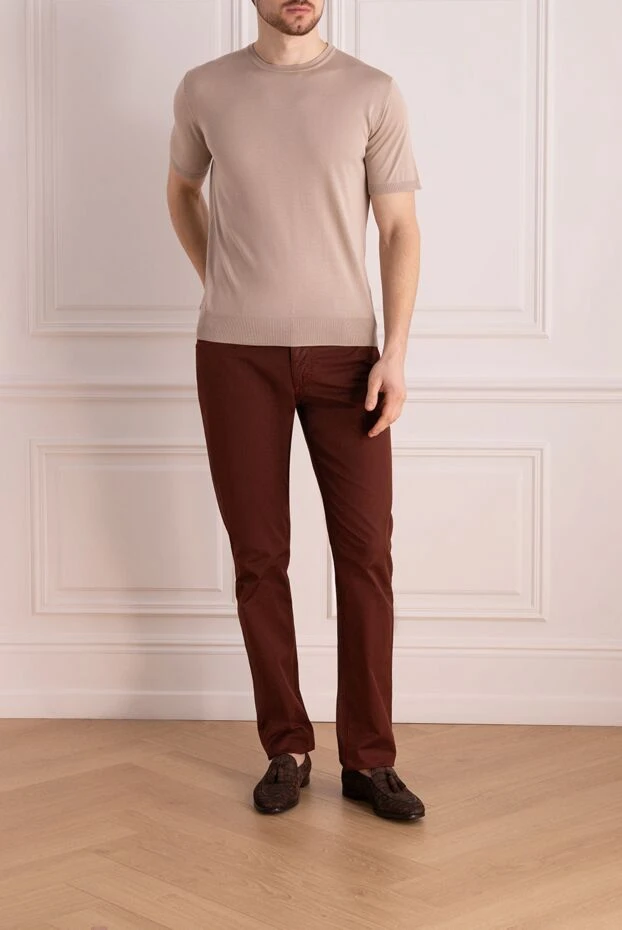 Zilli man red cotton jeans for men купить с ценами и фото 164647 - photo 2