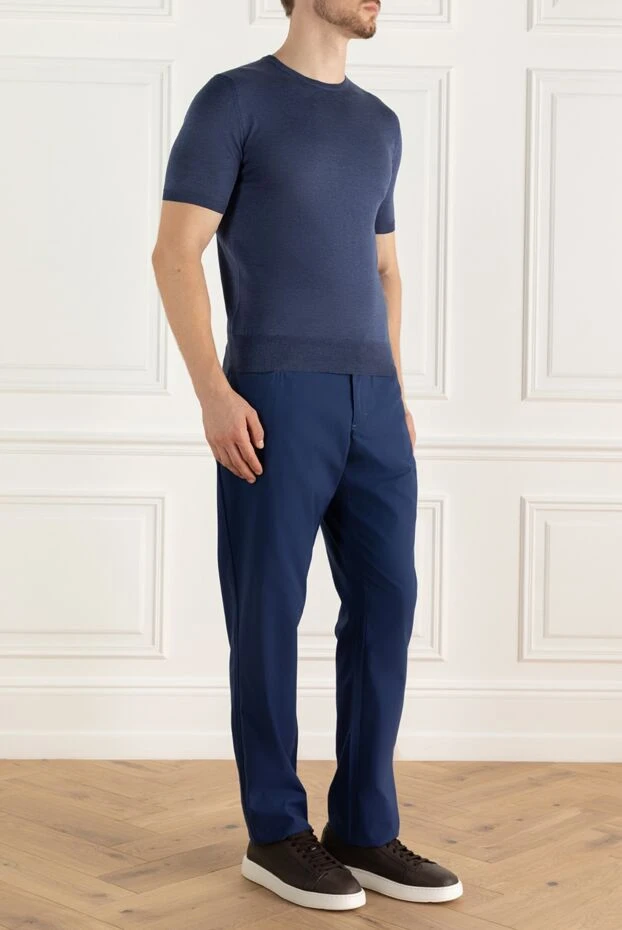 Zilli man blue cotton trousers for men купить с ценами и фото 164649 - photo 2