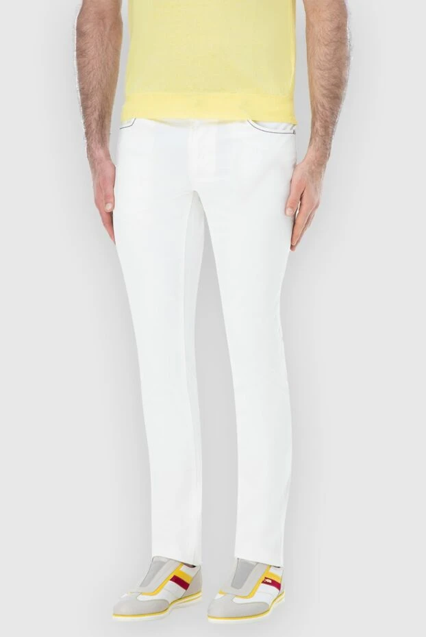 Zilli man white cotton jeans for men купить с ценами и фото 164656 - photo 2