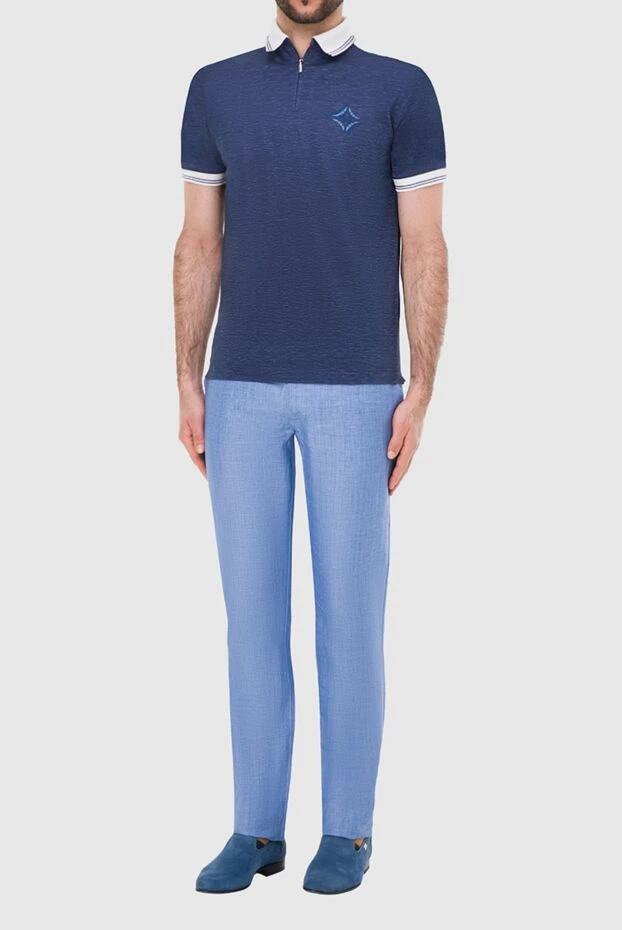 Zilli man men's blue linen trousers купить с ценами и фото 164660 - photo 2