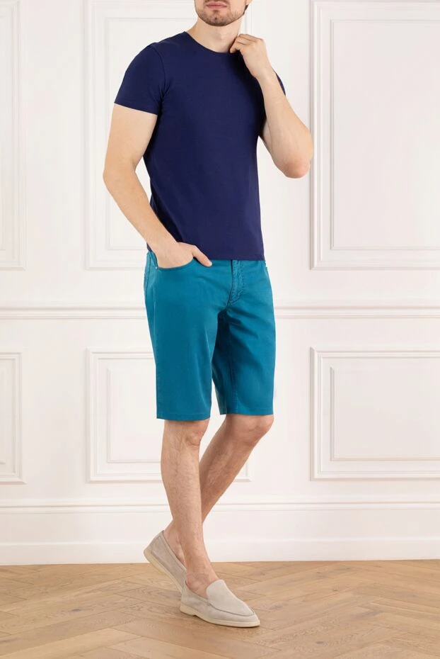 Zilli man short sleeve jumper in silk and cotton blue for men 164819 - photo 2