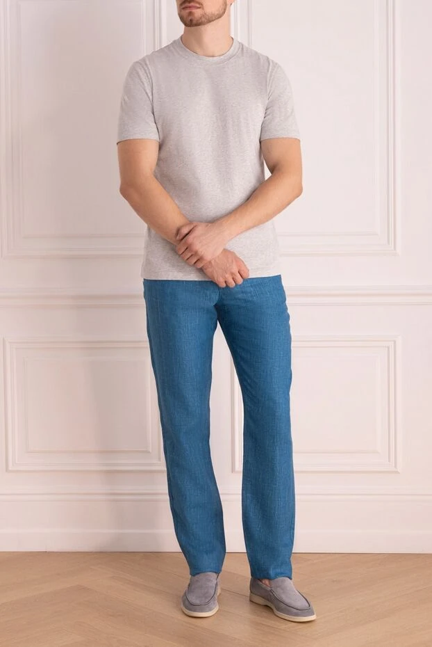 Zilli man men's blue linen trousers купить с ценами и фото 164672 - photo 2