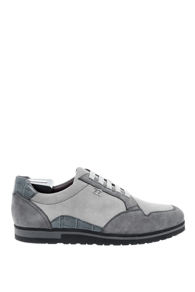 Zilli man sneakers in nubuck and crocodile skin gray for men купить с ценами и фото 164680 - photo 1