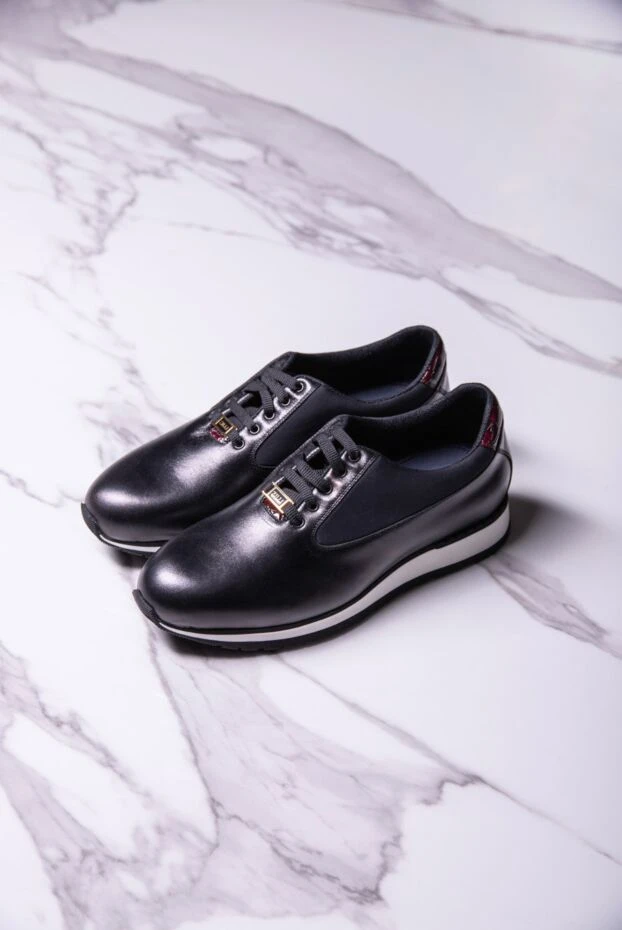 Қара ерлер былғары және крокодил былғары кроссовкалары - фото 2