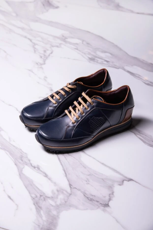 Zilli синие кроссовки из гладкой кожи с контрастной пяткой и прошивкой сбоку
164697 - фото 2