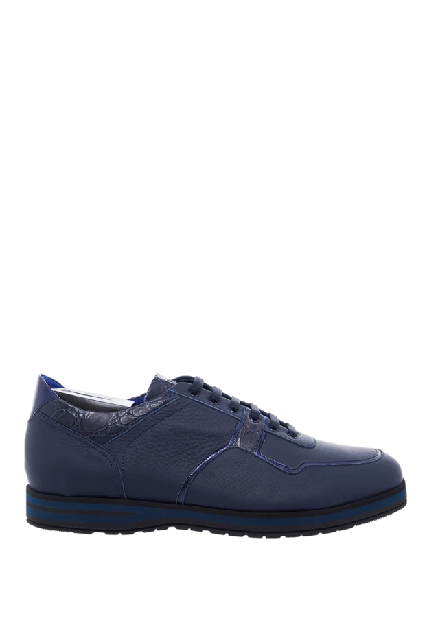 Zilli man sneakers in crocodile leather and nubuck blue for men купить с ценами и фото 164698 - photo 1