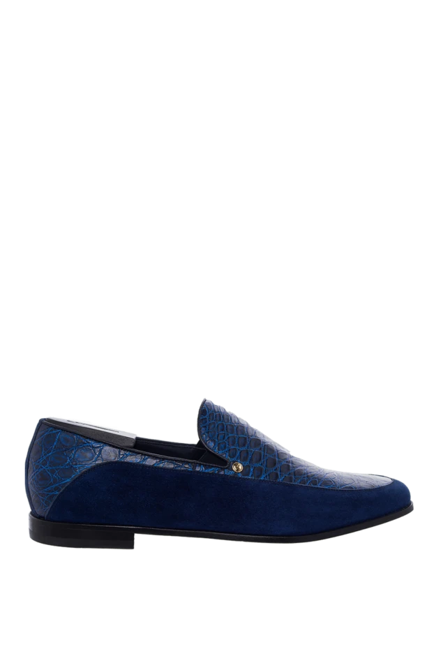 Zilli man blue suede and crocodile leather loafers for men купить с ценами и фото 164709 - photo 1