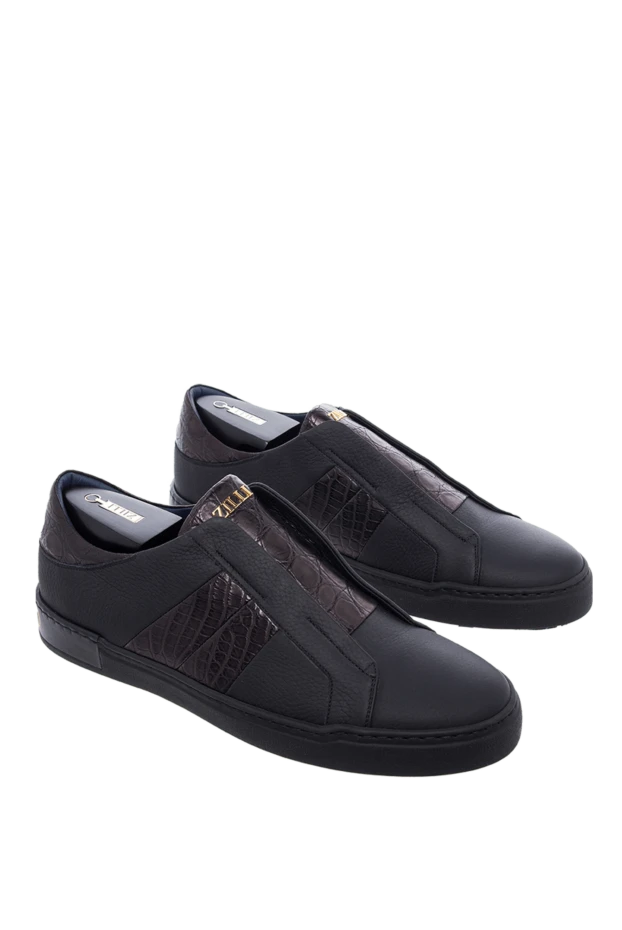 Zilli man black leather and nubuck sneakers for men купить с ценами и фото 164716 - photo 2