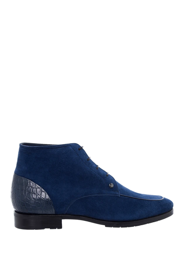 Zilli man men's boots in nubuck and crocodile skin blue купить с ценами и фото 164725 - photo 1