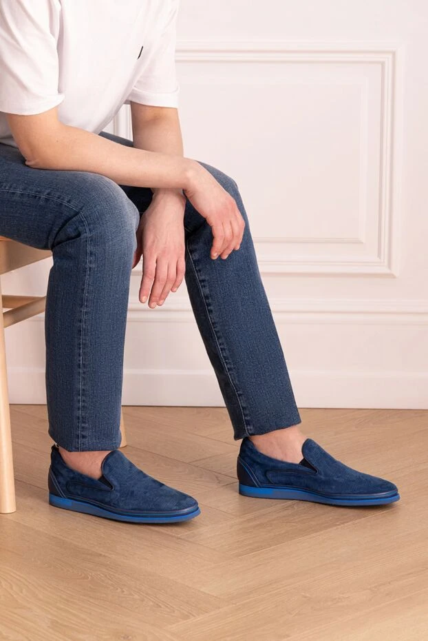 Zilli man blue suede loafers for men купить с ценами и фото 164728 - photo 2