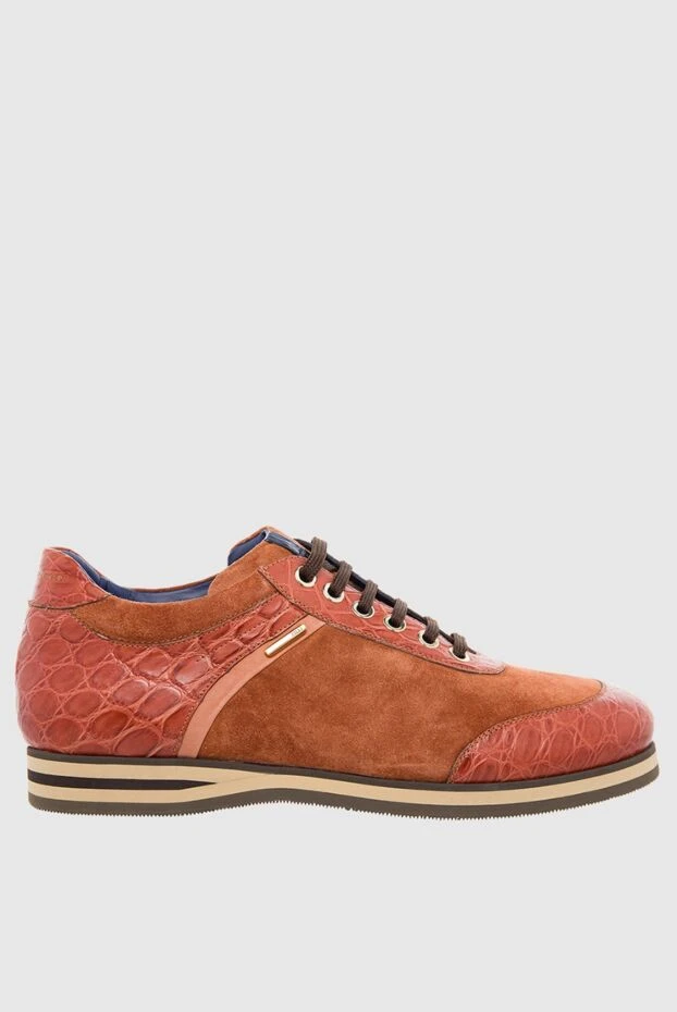 Zilli man orange crocodile and suede sneakers for men купить с ценами и фото 164729 - photo 1