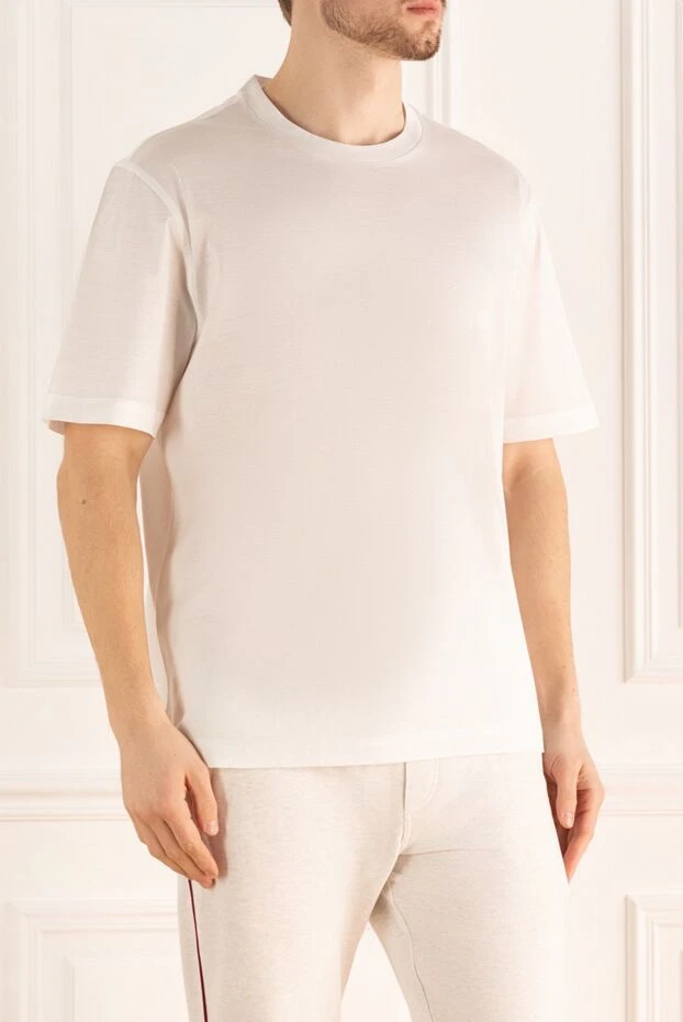 Brioni жұмсақ жейдеден тігілген қарапайым ақ түсті бос футболка
 164745 - фото 3